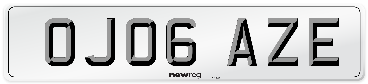 OJ06 AZE Number Plate from New Reg